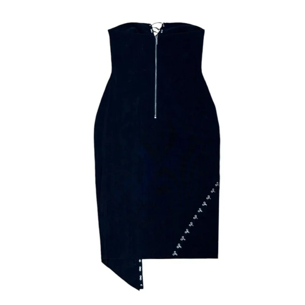Bec + Bridge Sz 4 Dress Black Lace Up Corset Strapless Goth Party Punk Cocktail - Picture 5 of 10